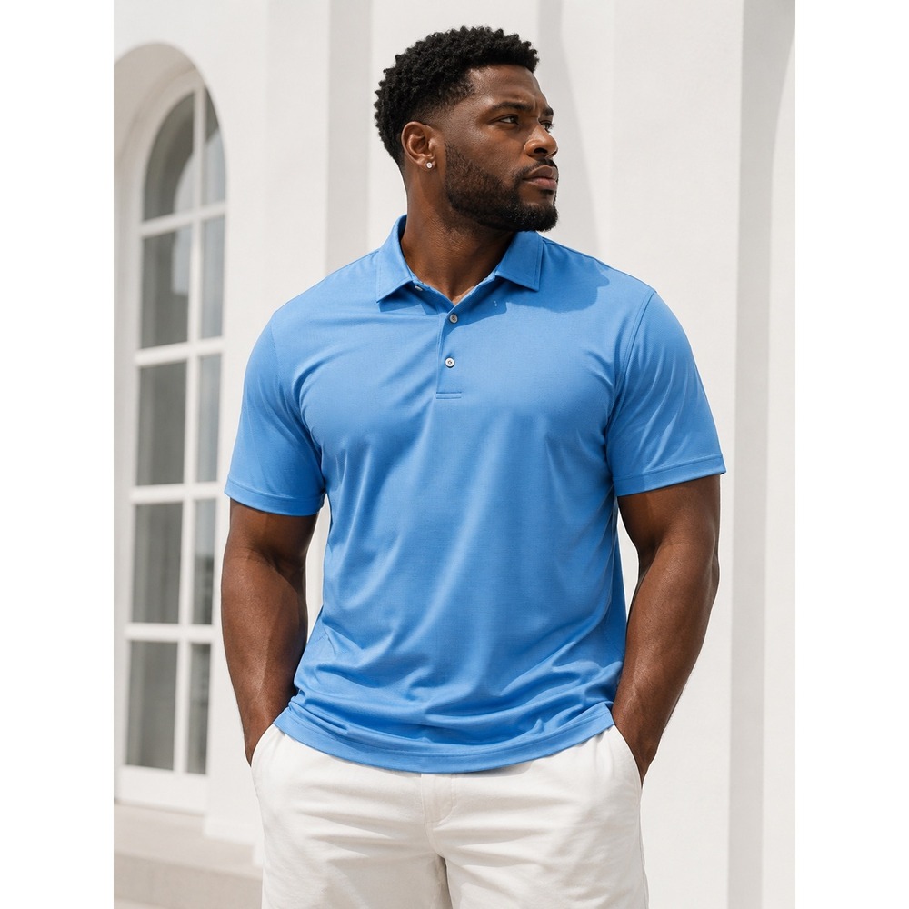 FootJoy Mens XL Blue Micro Stripe Performance Golf Polo Shirt Short Sleeve